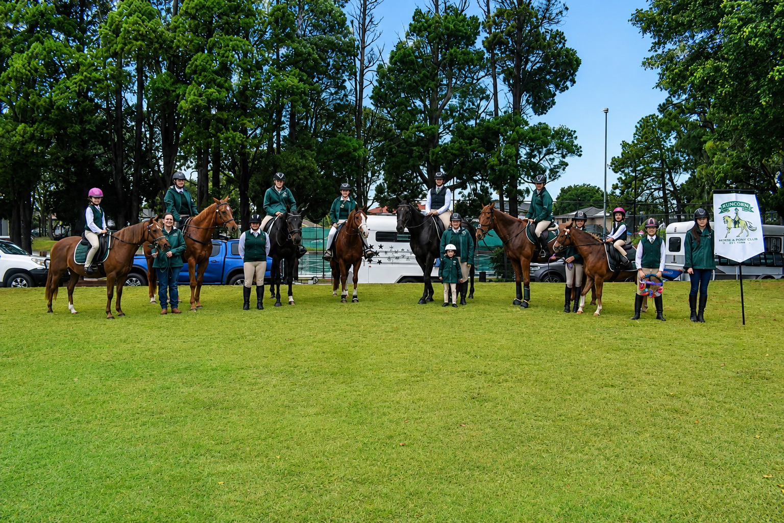 Children enjoying a horse riding lesson at Runcorn Pony Club